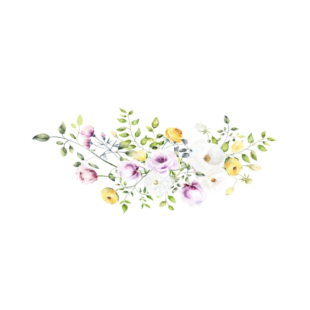 水彩画の花の花のイラストと背景結婚式や挨拶のための植物の構成