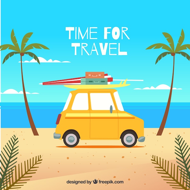 Vector background with a yellow car