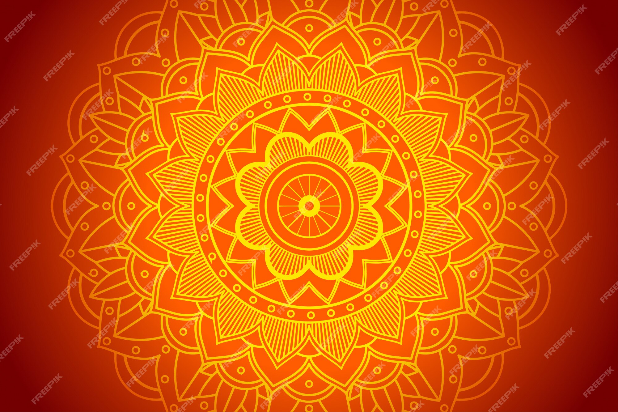 Premium Vector | Background with yellow mandala pattern