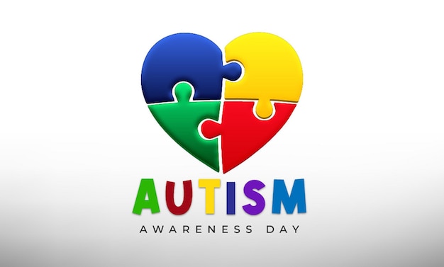 Vector background world autism awareness day with hearts around it