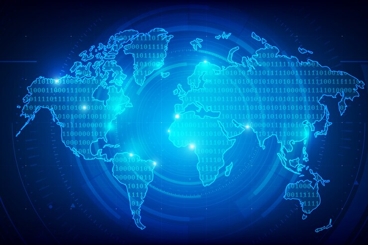 Vector background world map binary digit texture