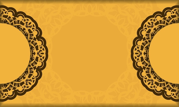 Background in yellow color with abstract brown pattern for design under logo or text