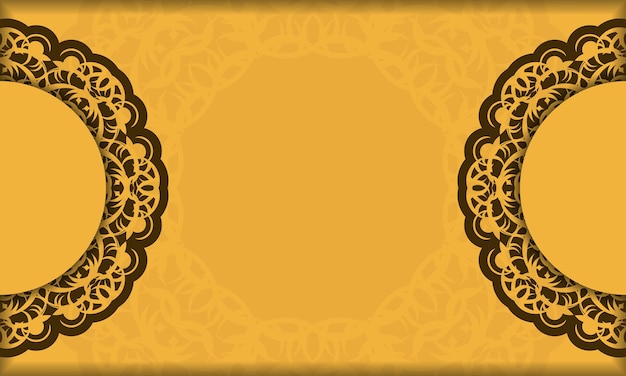 Background in yellow color with abstract brown pattern for design under logo or text