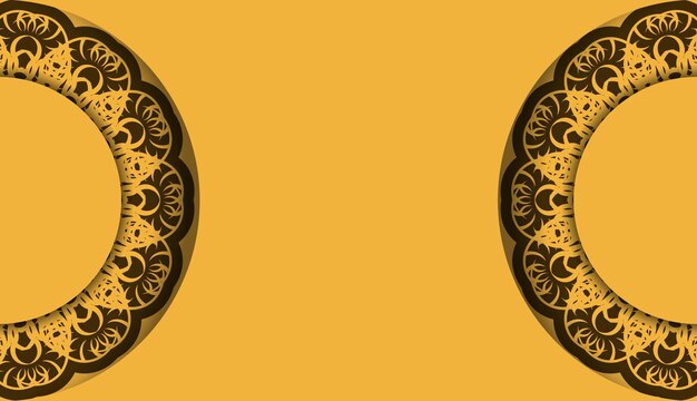 Background in yellow color with vintage brown ornament for design under the text