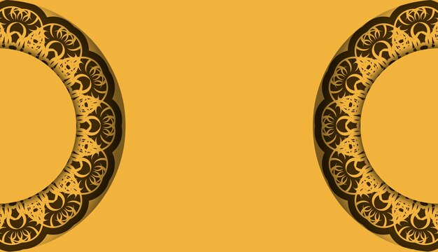 Background in yellow color with vintage brown ornament for design under the text