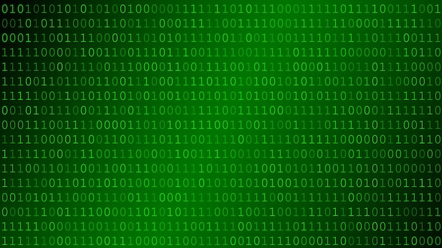 Background of zeros and ones in green colors