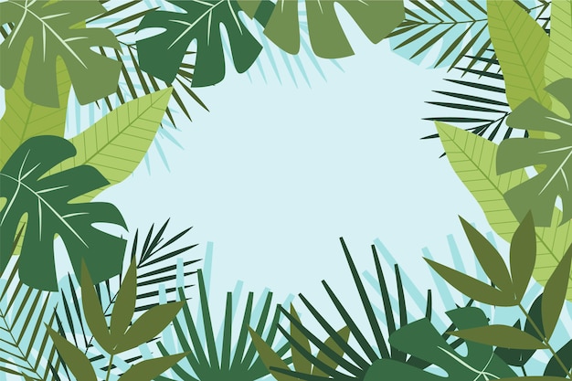 Background for zoom with tropical leaves