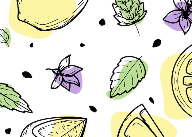 Backgrounds with lemon flower and leaves Linear minimalistic banner