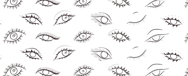 Backgroung human eyes hand drawn vector