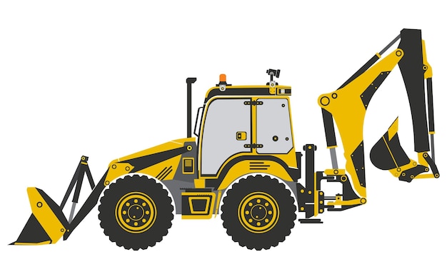 Backhoe Excavator of Backhoe Tracktor ook bekend als Rear Actor of Back Actor vector