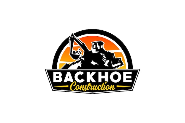 Backhoe logo sjabloon vector Zwaar materieel logo vector voor bouwbedrijf Creative backhoe