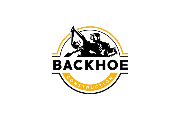 Backhoe logo template vector Heavy equipment logo vector for construction company Creative backhoe