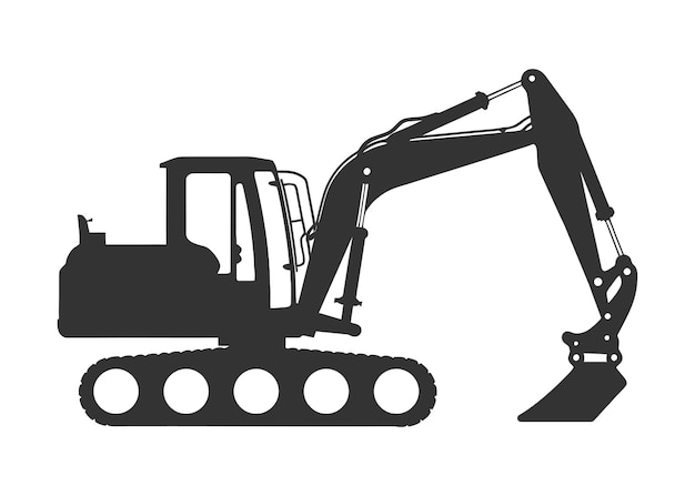 Backhoe silhouette on a white background Vector illustration