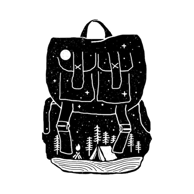 Vector backpack camping nature  illustration