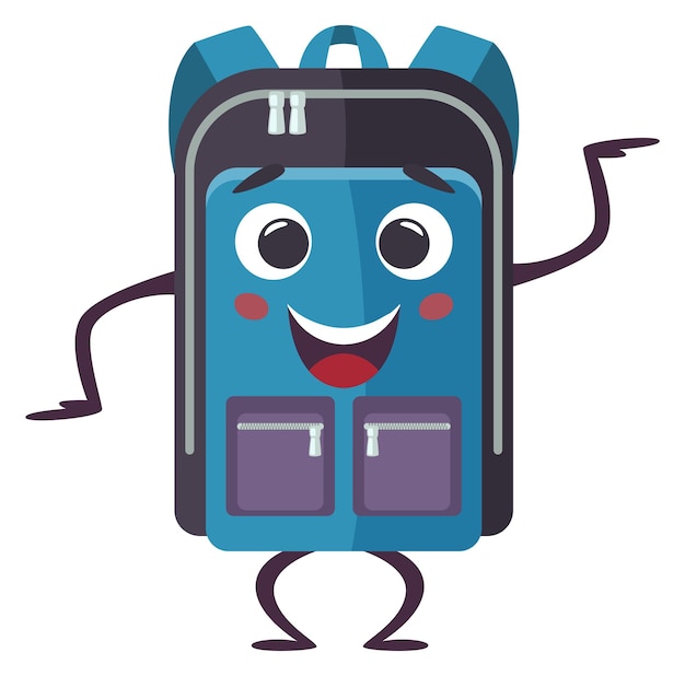 Backpack cartoon character Funny smiling school bag