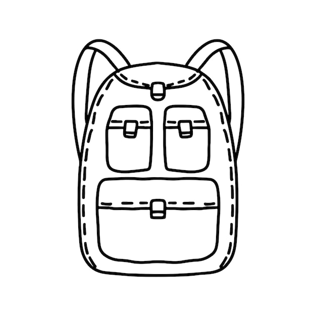 Backpack in doodle style Hand drawn image for print sticker web various designs