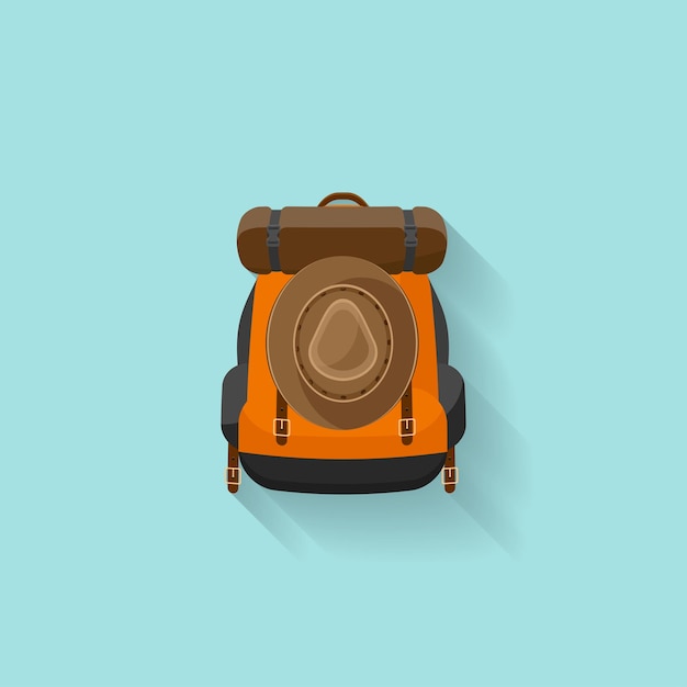 Backpack in a flat stzle vector illustration school bag travel camping or hiking tourism luggage