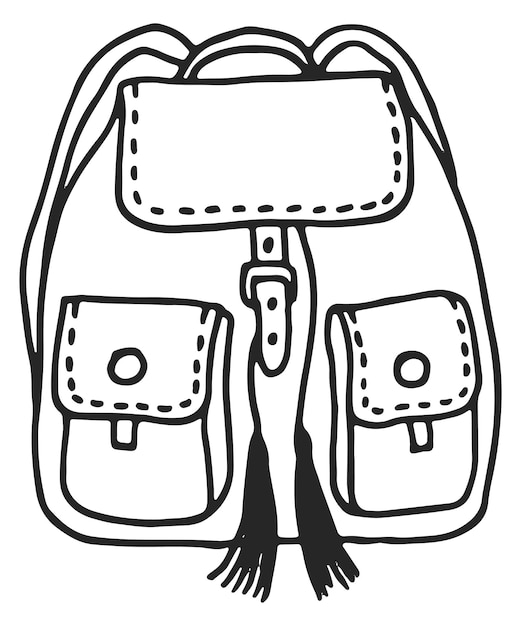 Backpack icon Hand drawn school bag doodle