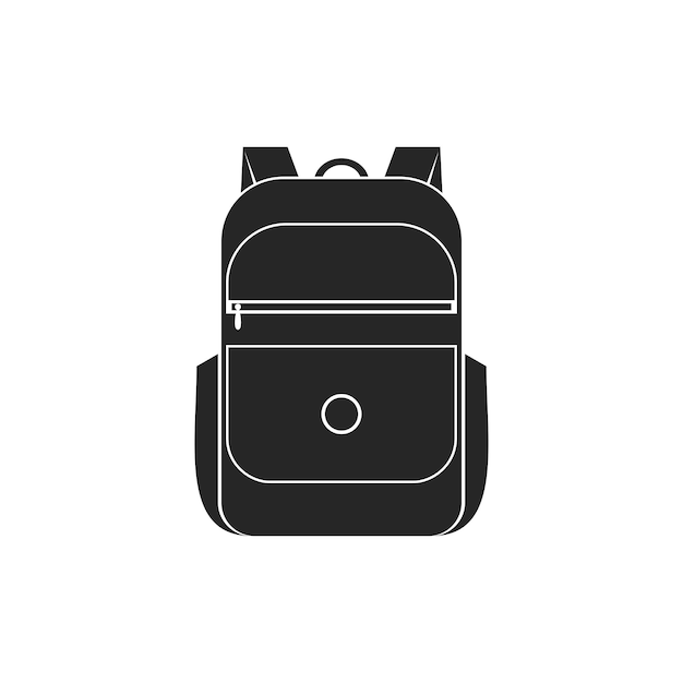 Backpack icon School bag icon handle strap sack Black schoolbag supplies educational