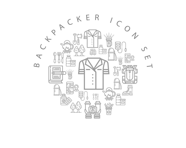 Backpack icon set design