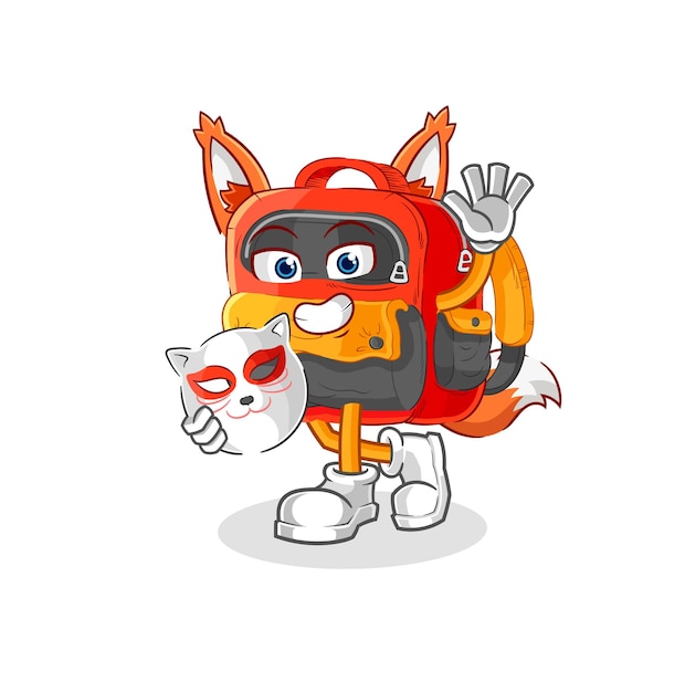 Backpack japanese fox character cartoon mascot