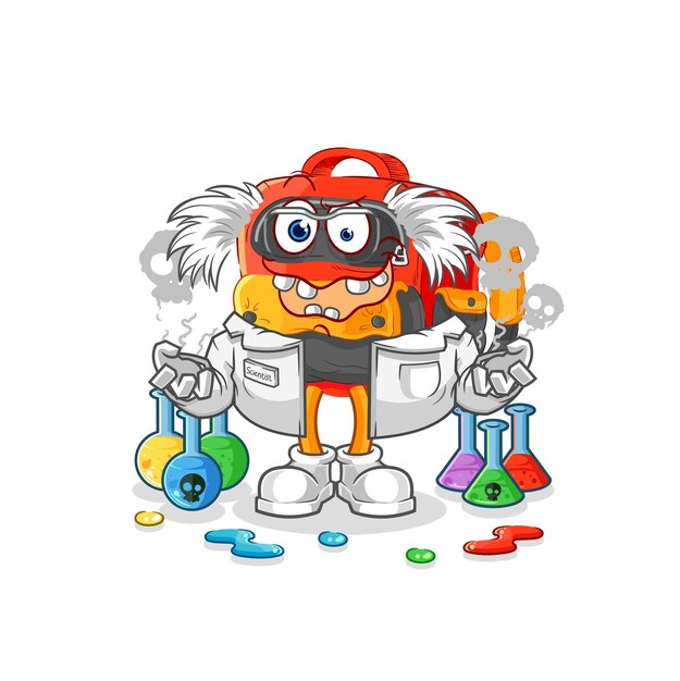 Backpack mad scientist illustration character vector