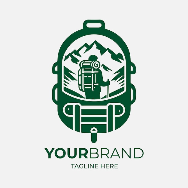 backpack mountain travel logo vector illustration