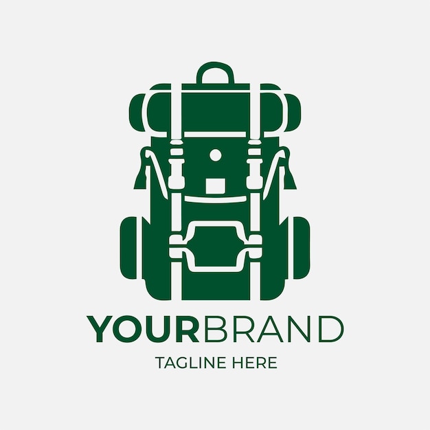 Векторная иллюстрация логотипа горного путешествия на рюкзаке