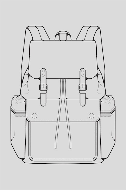 Vector backpack outline drawing vector set of backpack in a sketch style trainers template outline