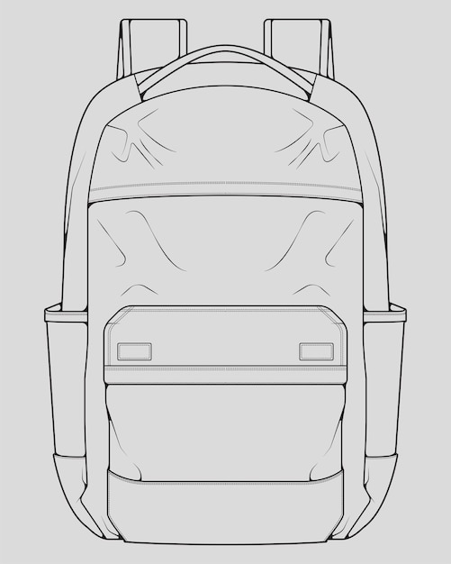 Набор векторных рисунков контура рюкзака рюкзака в стиле эскиза шаблона шаблона тренеров