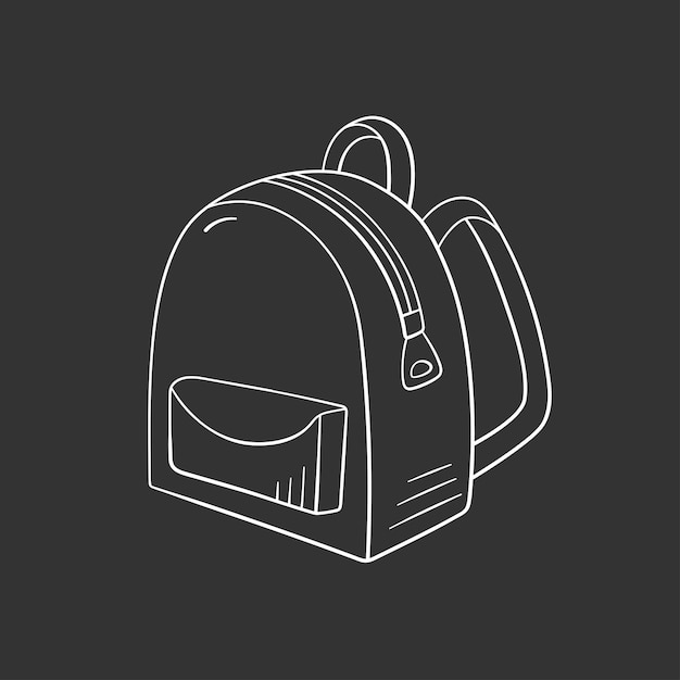 Backpack school in doodle style vector illustration Rucksack symbol for study and fashion