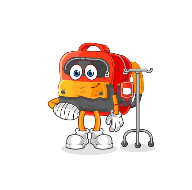 Backpack sick in IV illustration character vector
