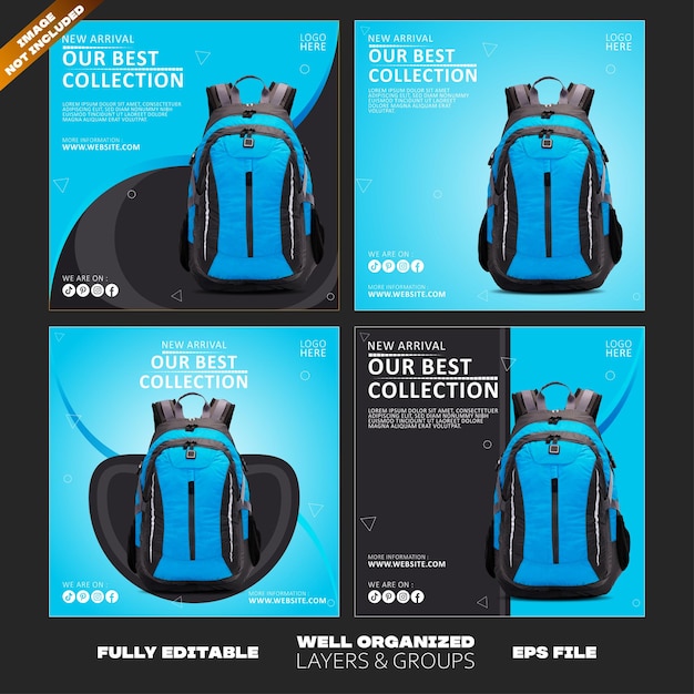 Backpack social media post web banner template