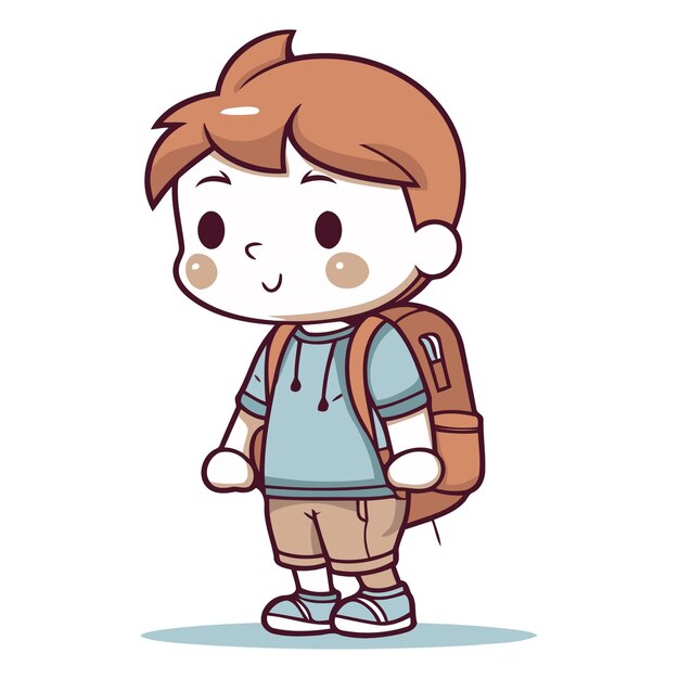 backpack student child kid backpacker little school boy bag person young cute character cartoon childhood illustration people smile happy funny