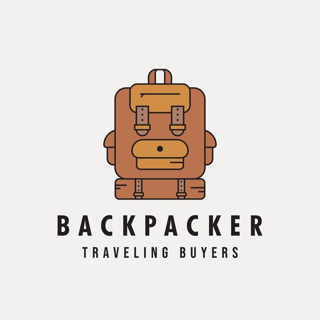 Backpack vintage color logo vector template illustration design bag adventure logo design