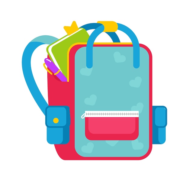 Vector backpack with books back to school icon vector illustration