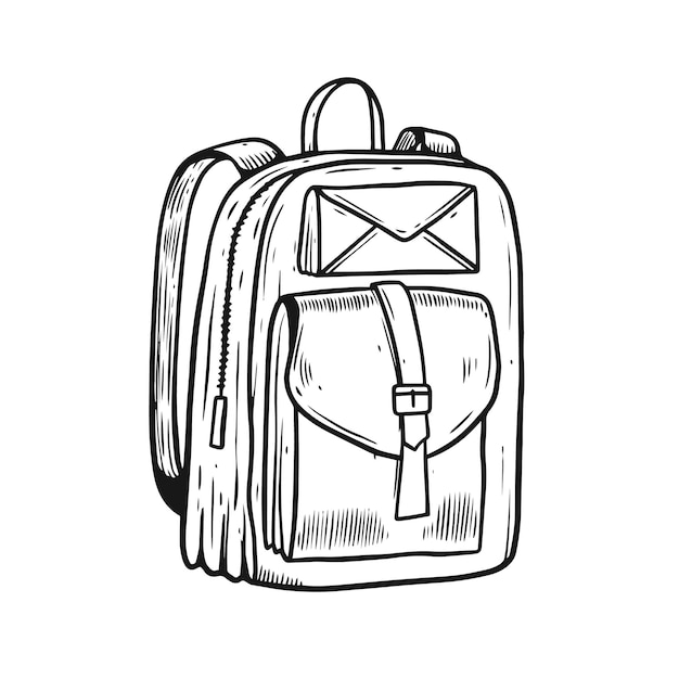 A backpack with a letter in the middle.