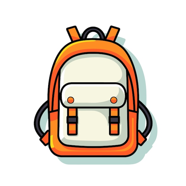Vector a backpack with orange straps that says 