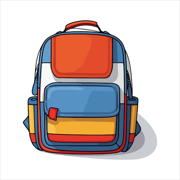 Vector backpack with red blue yellow and orange stripes