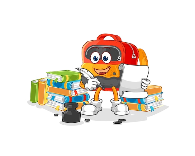 Backpack writer vector cartoon character