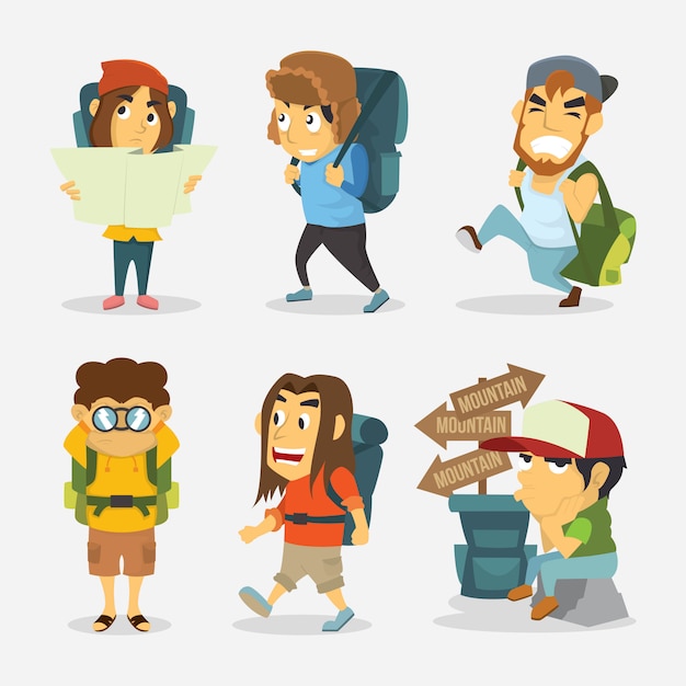 Vector backpacker characters