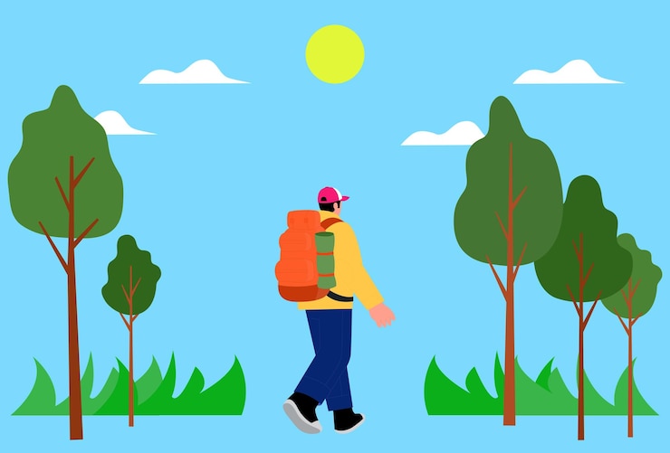 Vector backpacker concept illustration stylish and beautiful