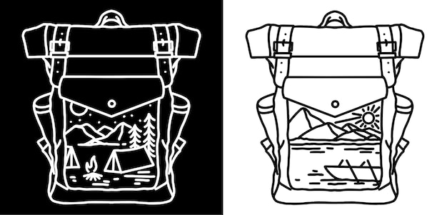 Vector backpacker dag en nacht