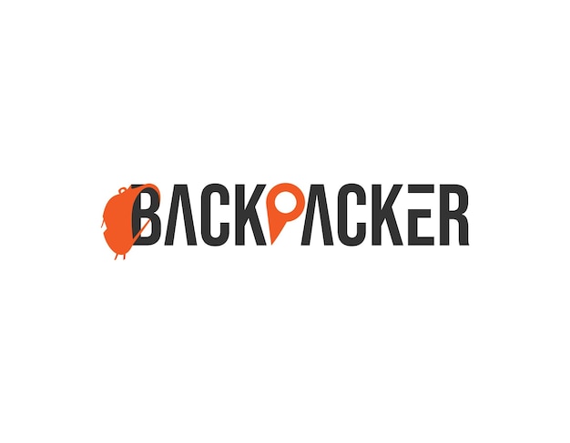 Backpacker typografie stijl Logo ontwerpsjabloon