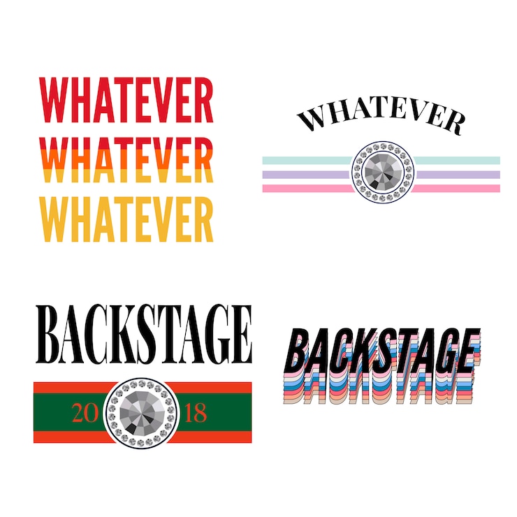 Vector backstage amour slogan modern fashion slogan  set