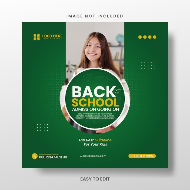 Backtoschool social media post template 3D Illustration