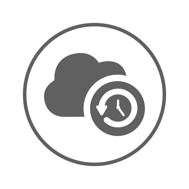 Икона машины времени для резервного копирования облака серая векторная графика
