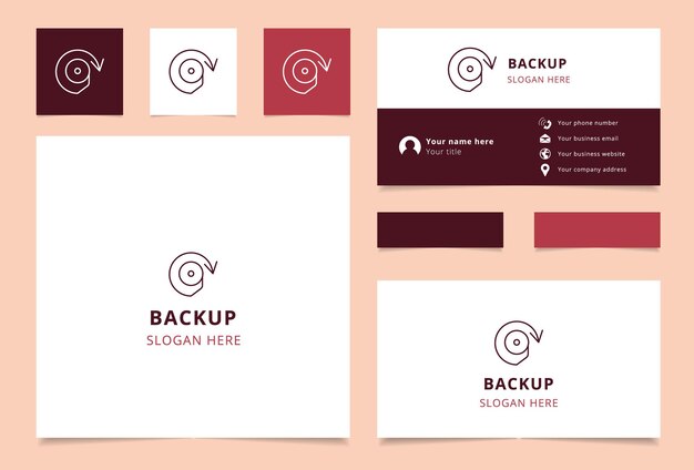 Vector backup logo design with editable slogan business card and branding book template