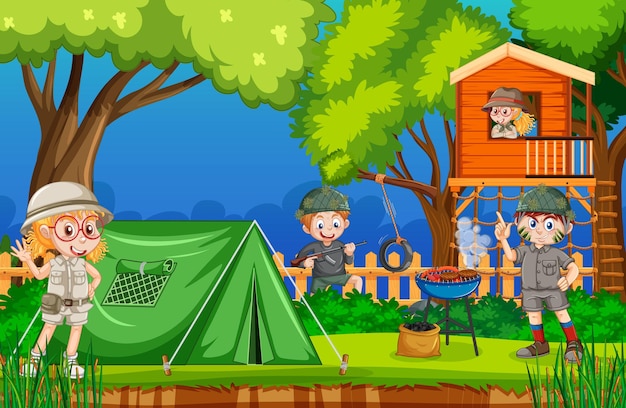 Backyard camping with kids