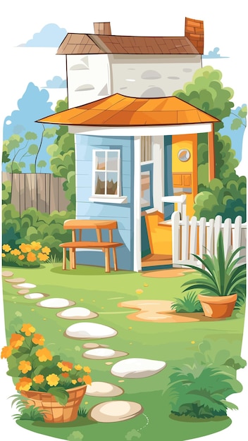 Backyard drawing cartoon artwork vector